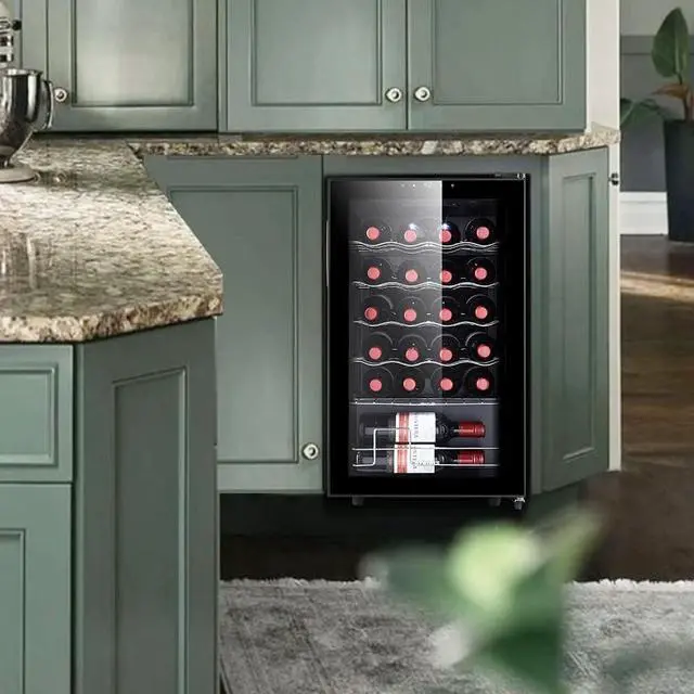 Alt view image 6 of 6 - 24 Bottle Compressor Wine Cooler Refrigerator, Small Freestanding Wine Fridge for Red, White and Champagne, Mini Fridge with 40-66F Digital Temperature Control Glass Door