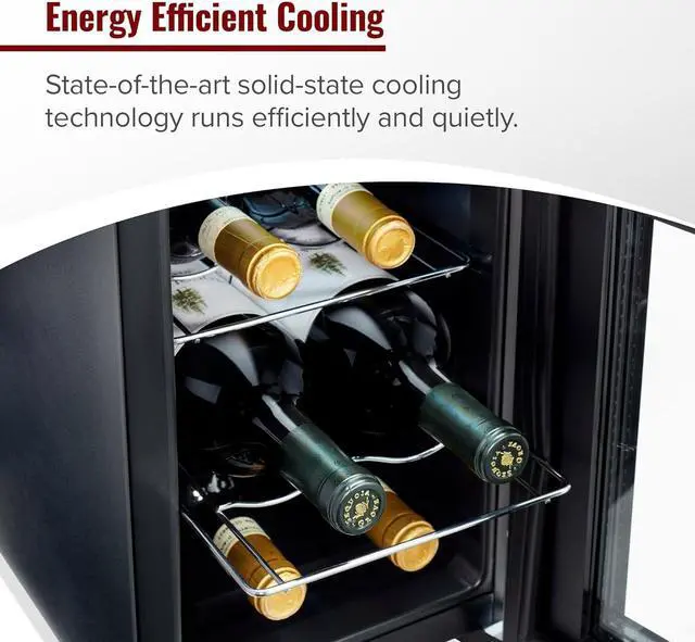 Alt view image 5 of 7 - Wine Enthusiast 6-Bottle Countertop Wine Cooler - Mini Fridge for Kitchen with 3 Shelves, Adjustable Temperature Control, & Energy Efficient Cooling Beverage Refrigerator