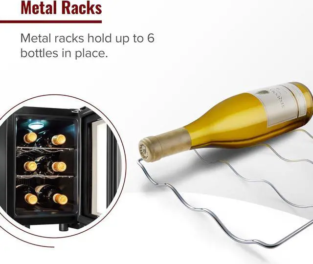 Alt view image 6 of 7 - Wine Enthusiast 6-Bottle Countertop Wine Cooler - Mini Fridge for Kitchen with 3 Shelves, Adjustable Temperature Control, & Energy Efficient Cooling Beverage Refrigerator