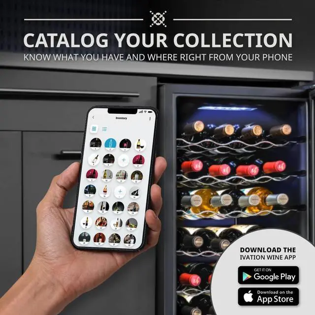 Alt view image 2 of 7 - Ivation 34 Bottle Compressor Wine Cooler Refrigerator with Wi-Fi Smart App Control Cooling System | Large Freestanding Wine Cellar Fridge For Red White Champagne or Sparkling, Black Glass Door & Lock