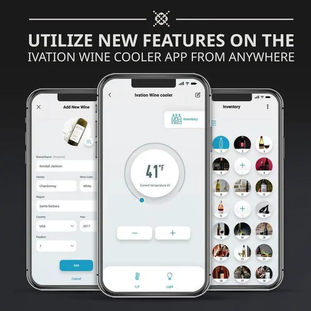 Alt view image 4 of 7 - Ivation 34 Bottle Compressor Wine Cooler Refrigerator with Wi-Fi Smart App Control Cooling System | Large Freestanding Wine Cellar Fridge For Red White Champagne or Sparkling, Black Glass Door & Lock