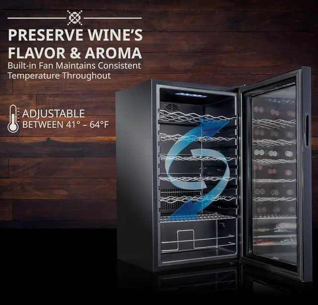 Alt view image 3 of 7 - Ivation 34 Bottle Compressor Wine Cooler Refrigerator with Wi-Fi Smart App Control Cooling System | Large Freestanding Wine Cellar Fridge For Red White Champagne or Sparkling, Black Glass Door & Lock