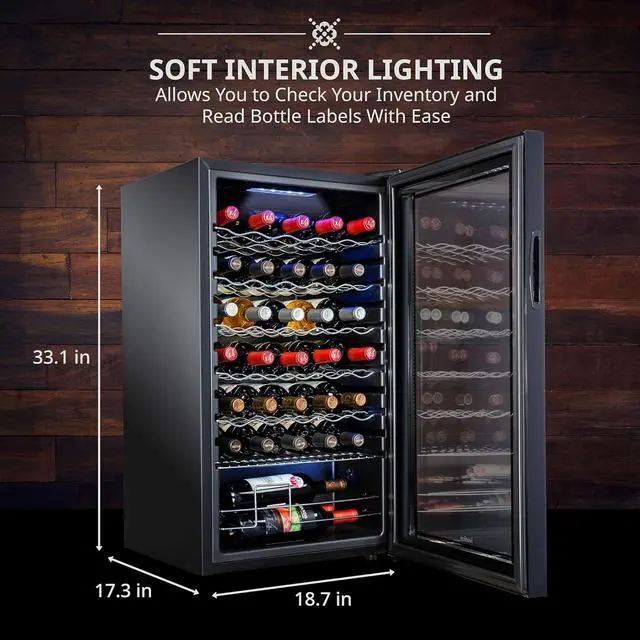 Alt view image 6 of 7 - Ivation 34 Bottle Compressor Wine Cooler Refrigerator with Wi-Fi Smart App Control Cooling System | Large Freestanding Wine Cellar Fridge For Red White Champagne or Sparkling, Black Glass Door & Lock