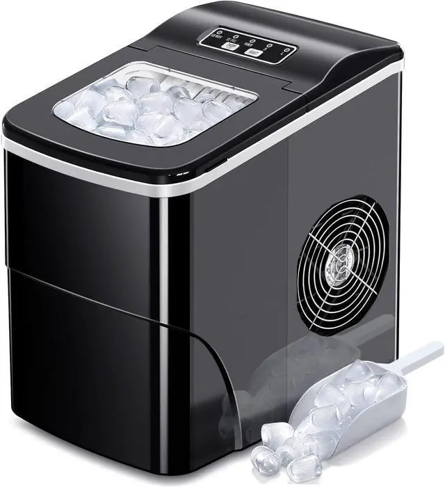 Main image of Ice Makers Countertop with Self-Cleaning, 26.5lbs/24hrs, 9 Cubes Ready in 6 Mins, Portable Ice Machine with 2 Sizes Bullet Ice/Ice Scoop/Basket for Home/Kitchen/Office/Bar/Party, Black