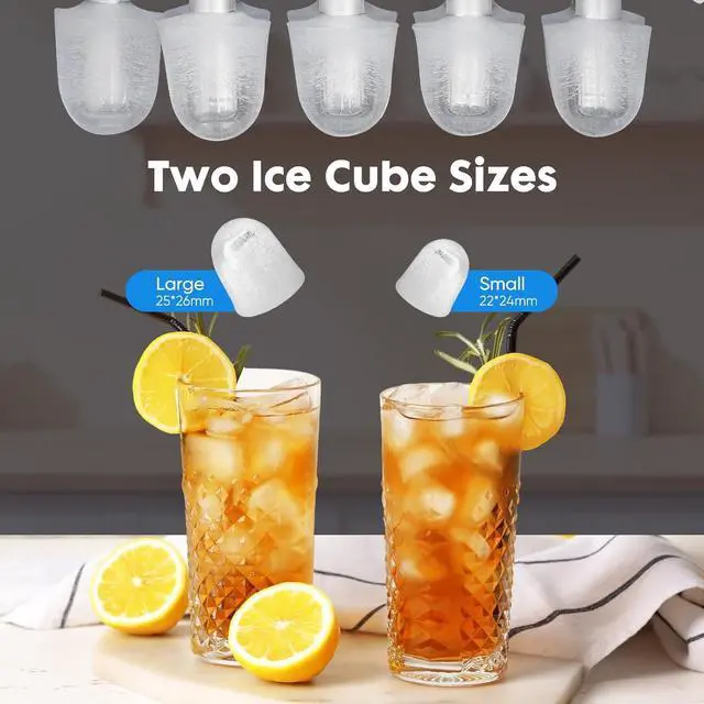 Alt view image 3 of 7 - Countertop Ice Maker, Portable Ice Machine Self-Cleaning, 9 Cubes in 6 Mins, 26.5Lbs/24H, 2 Sizes of Bullet Ice, Ice Scoop, Basket & Handle, Ice Cube Maker for Home Kitchen Party,1.5 L, Black