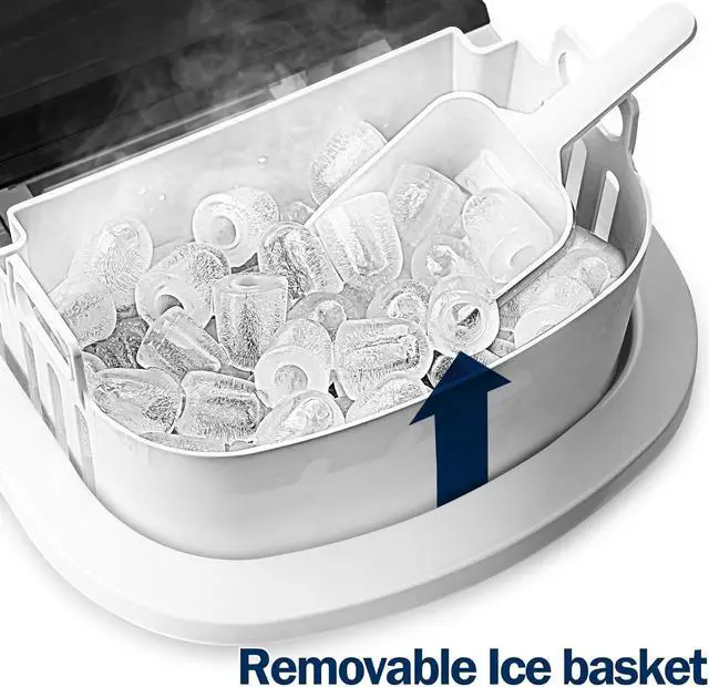Alt view image 3 of 6 - Ice Maker Machine Countertop, 26 lbs in 24 Hours, 9 Cubes Ready in 8 Mins, Electric ice maker and Compact potable ice maker with Ice Scoop and Basket. Perfect for Home/Kitchen/Office.(Sliver)
