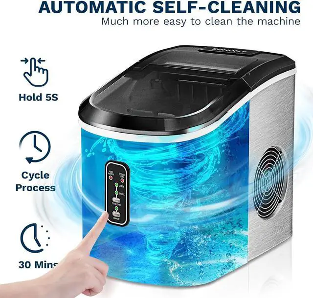 Alt view image 4 of 6 - Ice Maker Machine Countertop, 26 lbs in 24 Hours, 9 Cubes Ready in 8 Mins, Electric ice maker and Compact potable ice maker with Ice Scoop and Basket. Perfect for Home/Kitchen/Office.(Sliver)