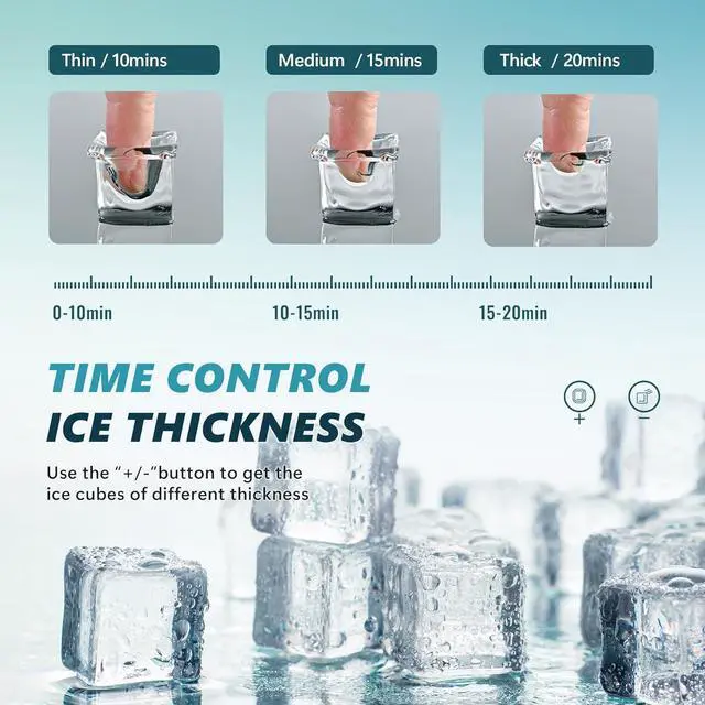 Alt view image 4 of 7 - EUHOMY Ice Cube Maker Machine Countertop, 2 Ways to Add Water, 45Lbs/Day 24 Pcs Ready in 13 Mins, Self-Cleaning Portable Compact, with Ice Scoop & Basket, Perfect for Home/Kitchen/Office/Bar