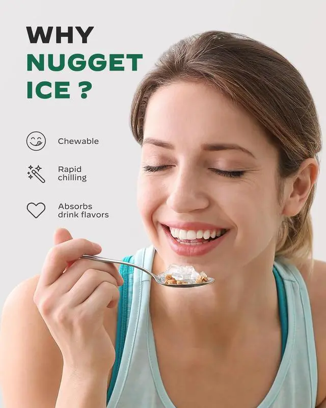 Alt view image 2 of 7 - Silonn Nugget Ice Maker Countertop, Pebble Ice Maker with Soft Chewable Ice, One-Click Operation Ice Machine with Self-Cleaning, 33lbs/24H for Home,Kitchen,Office