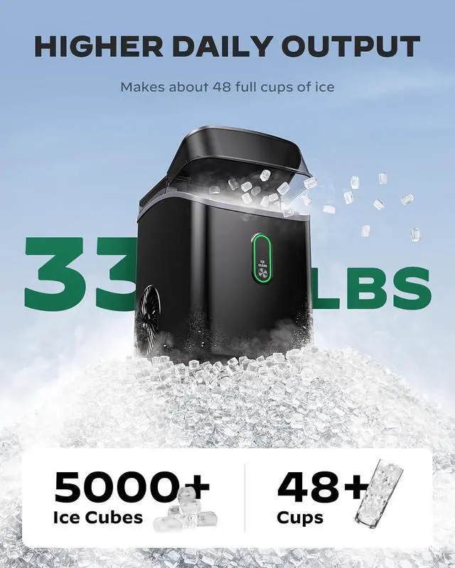 Alt view image 3 of 7 - Silonn Nugget Ice Maker Countertop, Pebble Ice Maker with Soft Chewable Ice, One-Click Operation Ice Machine with Self-Cleaning, 33lbs/24H for Home,Kitchen,Office