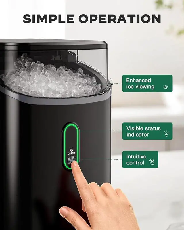 Alt view image 5 of 7 - Silonn Nugget Ice Maker Countertop, Pebble Ice Maker with Soft Chewable Ice, One-Click Operation Ice Machine with Self-Cleaning, 33lbs/24H for Home,Kitchen,Office