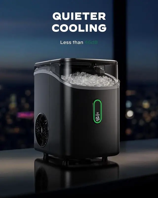 Alt view image 7 of 7 - Silonn Nugget Ice Maker Countertop, Pebble Ice Maker with Soft Chewable Ice, One-Click Operation Ice Machine with Self-Cleaning, 33lbs/24H for Home,Kitchen,Office