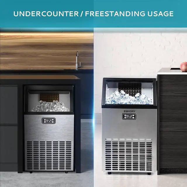 Alt view image 3 of 7 - Commercial Ice Maker Machine - 99lbs Daily Production, 33lbs Ice Storage, Stainless Steel Freestanding & Under Counter Ice Maker, Ideal Ice Maker for Home/Bar/Restaurant/Outdoor Activities