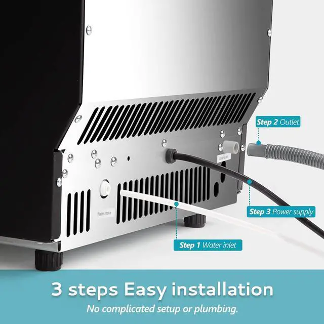 Alt view image 4 of 7 - Commercial Ice Maker Machine - 99lbs Daily Production, 33lbs Ice Storage, Stainless Steel Freestanding & Under Counter Ice Maker, Ideal Ice Maker for Home/Bar/Restaurant/Outdoor Activities