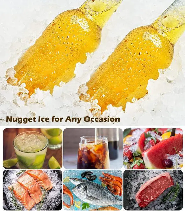 Alt view image 3 of 7 - Nugget Ice Maker Countertop, Crushed Chewable Ice Maker, Self Cleaning Ice Makers with One-Click Operation, 34Lbs/24H, Pebble Portable Ice Machine with Ice Scoop for Home Bar Camping RV