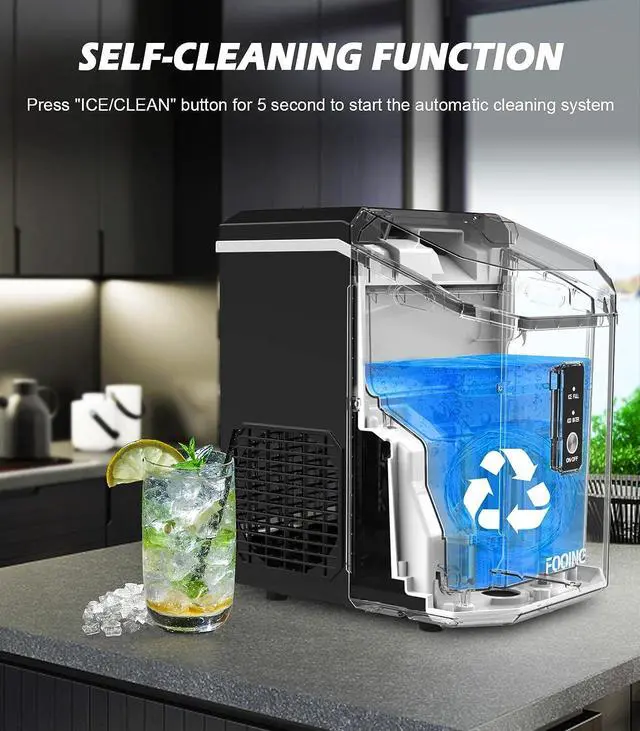 Alt view image 4 of 7 - Nugget Ice Maker Countertop, Crushed Chewable Ice Maker, Self Cleaning Ice Makers with One-Click Operation, 34Lbs/24H, Pebble Portable Ice Machine with Ice Scoop for Home Bar Camping RV