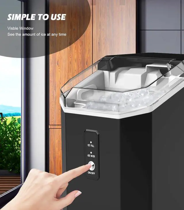 Alt view image 6 of 7 - Nugget Ice Maker Countertop, Crushed Chewable Ice Maker, Self Cleaning Ice Makers with One-Click Operation, 34Lbs/24H, Pebble Portable Ice Machine with Ice Scoop for Home Bar Camping RV