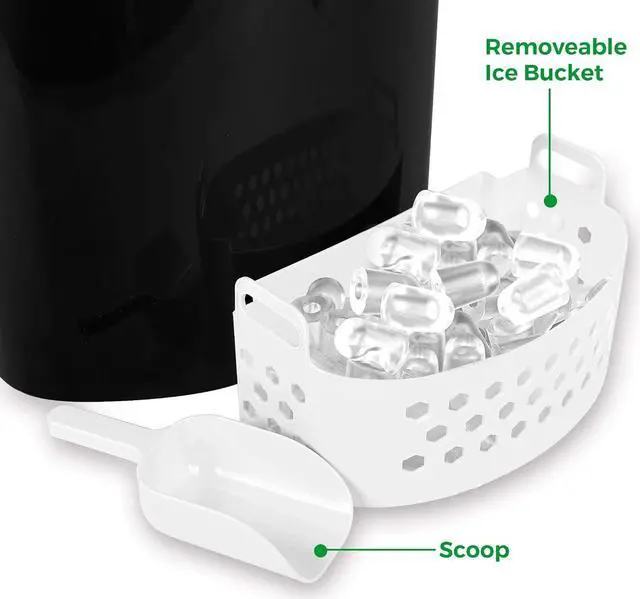 Alt view image 4 of 7 - Caynel Countertop Ice Maker Machine  9 Ice Cubes Ready in 6 Mins - 26LBS/24Hrs, LED Indicator Lights  Compact Portable Ice Cube Maker with Ice Scoop and Basket for Home Office Bar Party (M, 1)