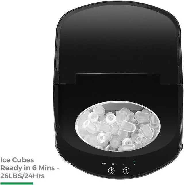 Alt view image 5 of 7 - Caynel Countertop Ice Maker Machine  9 Ice Cubes Ready in 6 Mins - 26LBS/24Hrs, LED Indicator Lights  Compact Portable Ice Cube Maker with Ice Scoop and Basket for Home Office Bar Party (M, 1)