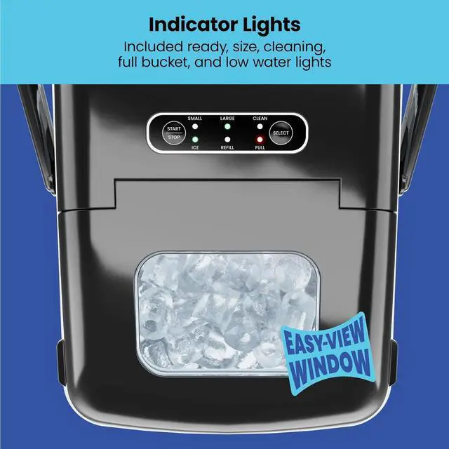 Alt view image 4 of 7 - Iceman Dual-Size Countertop Ice Maker Machine, Portable, Creates 2 Cube Sizes in 6 Mins, Holds 1.3 lb. of Ice, Makes up to 26 lb in 24 Hours, Self-Cleaning Scoop Included, Stainless-Steel