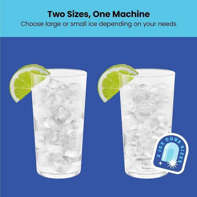 Alt view image 5 of 7 - Iceman Dual-Size Countertop Ice Maker Machine, Portable, Creates 2 Cube Sizes in 6 Mins, Holds 1.3 lb. of Ice, Makes up to 26 lb in 24 Hours, Self-Cleaning Scoop Included, Stainless-Steel