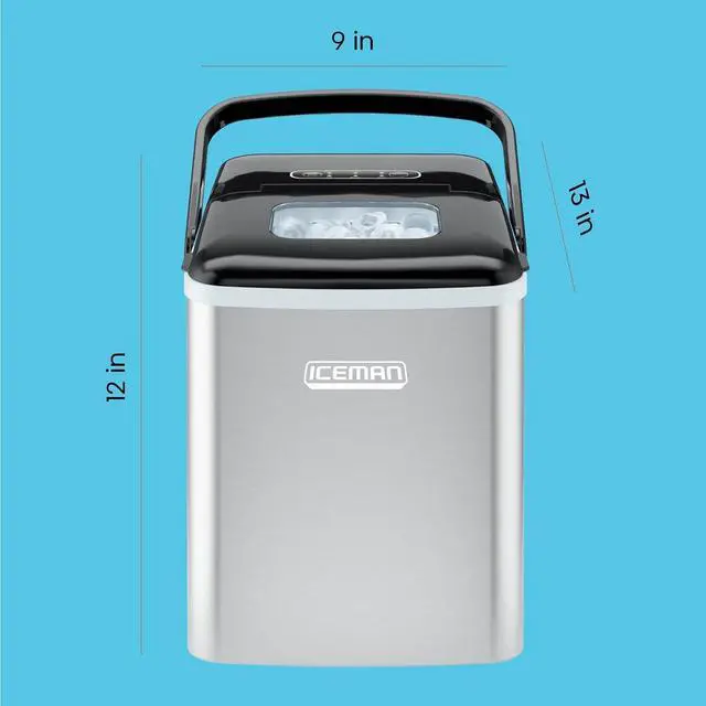 Alt view image 7 of 7 - Iceman Dual-Size Countertop Ice Maker Machine, Portable, Creates 2 Cube Sizes in 6 Mins, Holds 1.3 lb. of Ice, Makes up to 26 lb in 24 Hours, Self-Cleaning Scoop Included, Stainless-Steel