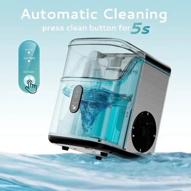 Alt view image 5 of 7 - EUHOMY Nugget Ice Makers Countertop, Pebble Ice Maker Machine with 35lbs/24H Soft Ice, Self-Cleaning Sonic Ice Maker with Ice Scoop&Basket, Pellet Ice Maker for Home/Kitchen/Office(Stainless Steels)