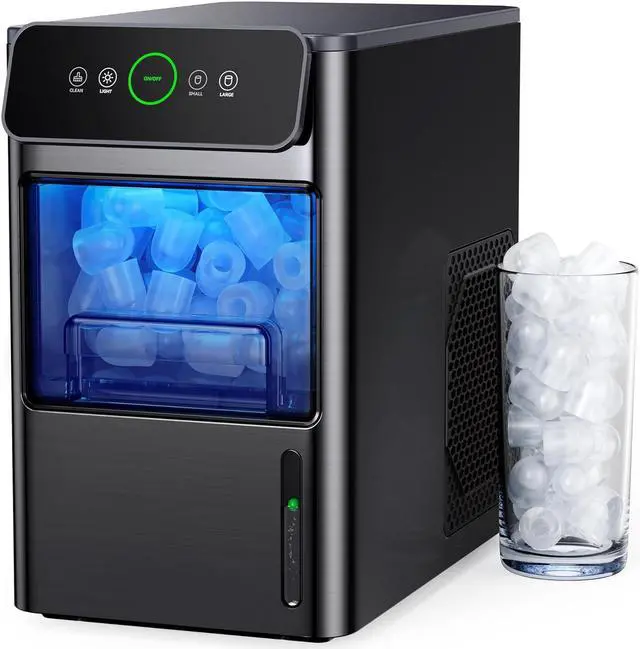 Main image of Ice Maker Coutertop Machine - Portable Ice Cube Maker, 20lbs of Bullet Ice per Day, 6 ice cubes in 6 Mins, Visible Water Level Window, Stainless Steel, Ideal for Kitchen, Office, Camping
