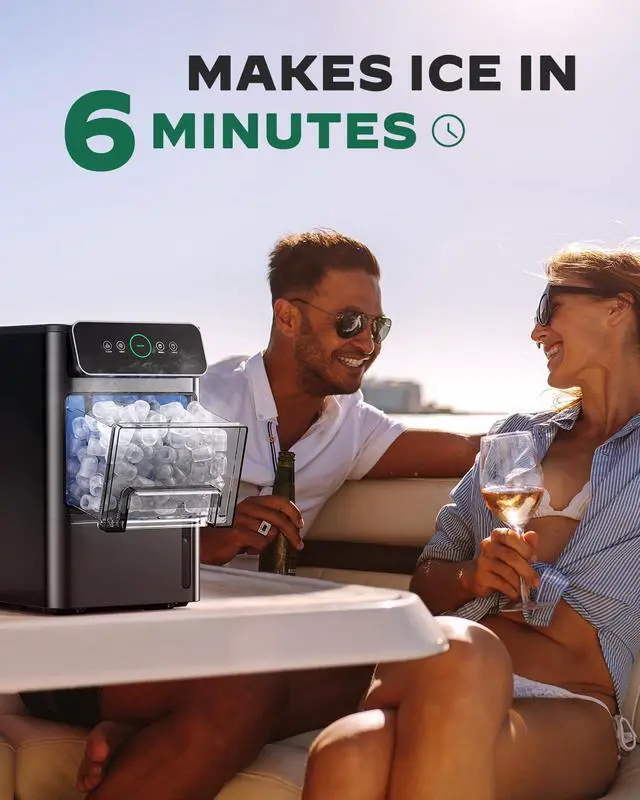 Alt view image 4 of 7 - Ice Maker Coutertop Machine - Portable Ice Cube Maker, 20lbs of Bullet Ice per Day, 6 ice cubes in 6 Mins, Visible Water Level Window, Stainless Steel, Ideal for Kitchen, Office, Camping