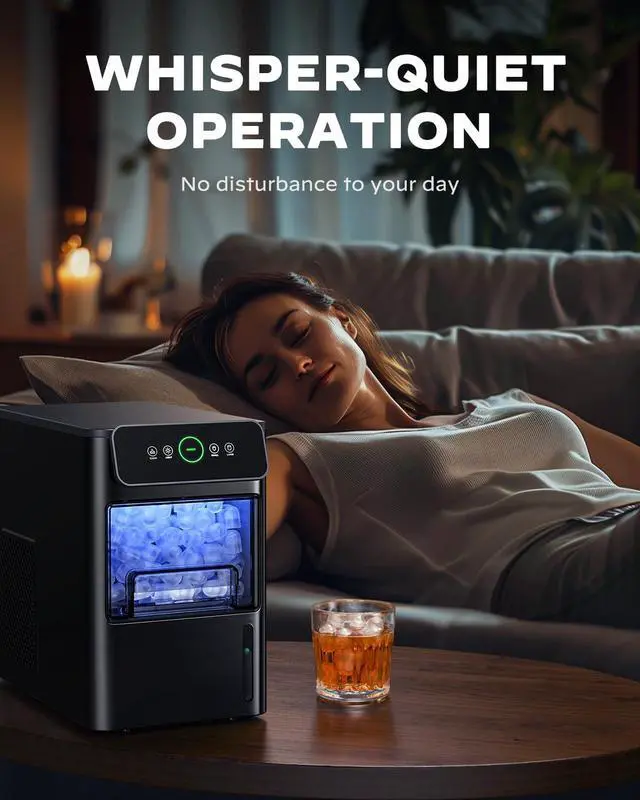 Alt view image 7 of 7 - Ice Maker Coutertop Machine - Portable Ice Cube Maker, 20lbs of Bullet Ice per Day, 6 ice cubes in 6 Mins, Visible Water Level Window, Stainless Steel, Ideal for Kitchen, Office, Camping