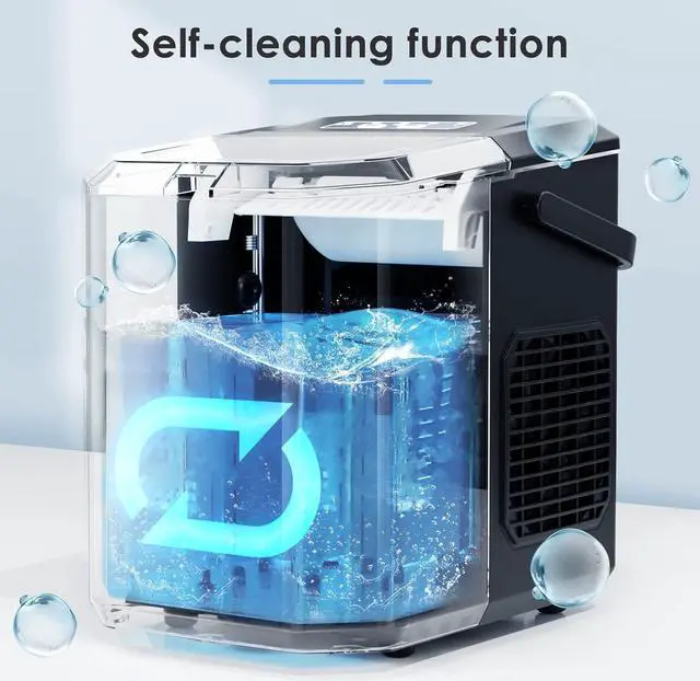Alt view image 4 of 7 - Ice Makers Countertop,Protable Ice Maker Machine with Self-Cleaning, 26Lbs/24H,9 Ice Cubes/8 Mins, Ice Scoop, and Basket for Home/Kitchen/Office/Party-Black