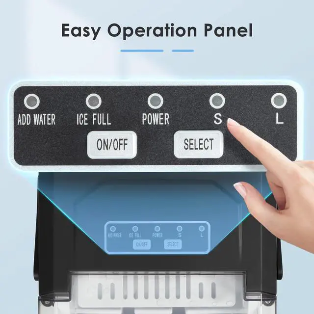 Alt view image 5 of 7 - Ice Makers Countertop,Protable Ice Maker Machine with Self-Cleaning, 26Lbs/24H,9 Ice Cubes/8 Mins, Ice Scoop, and Basket for Home/Kitchen/Office/Party-Black