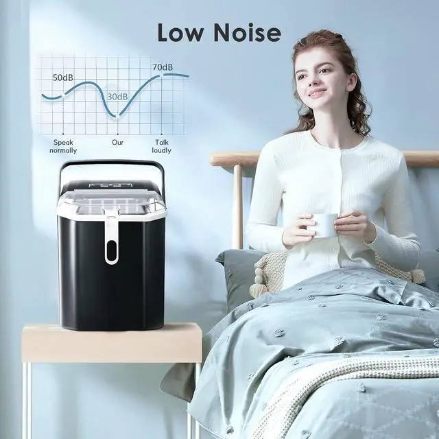 Alt view image 6 of 7 - Ice Makers Countertop,Protable Ice Maker Machine with Self-Cleaning, 26Lbs/24H,9 Ice Cubes/8 Mins, Ice Scoop, and Basket for Home/Kitchen/Office/Party-Black