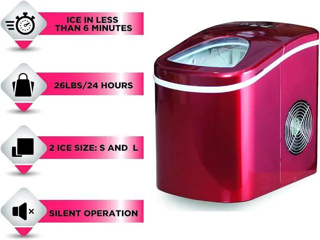 Alt view image 2 of 6 - Compact Ice Maker, Red