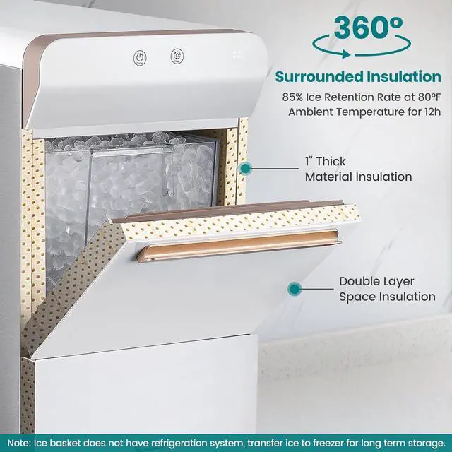 Alt view image 5 of 7 - Gevi Household V2.0 Countertop Gemi Nugget Ice Maker | Self-Cleaning Pellet Ice Machine | Open and Pour Water Refill | Stainless Steel Housing | Fit Under Wall Cabinet | White