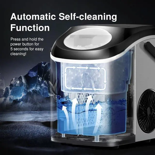 Alt view image 3 of 7 - Nugget Ice Makers Countertop, 33 Lbs/Day Sonic Ice Maker, Countertop Ice Maker with Tooth-Friendly Chewable Ice,Ice Maker with Self-Cleaning Function