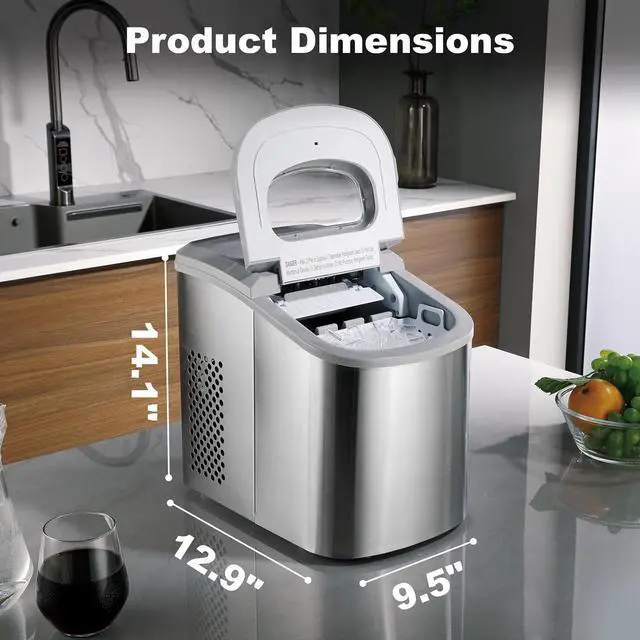 Alt view image 2 of 7 - Countertop Ice Maker Nugget Pebble Ice Maker Machine Portable Chewable Compact Mini Ice Chip Maker Nugget Machine Produce 26lbs per Day Bullet Soft Ice Cube Fruit Juice Ice, Silver SMETA