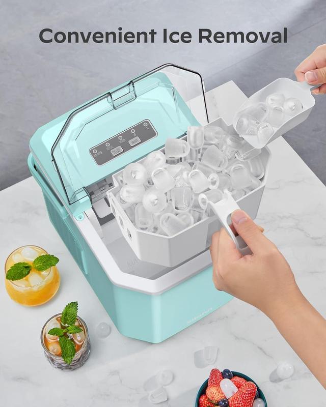 Alt view image 3 of 7 - Silonn Ice Maker Countertop, Portable Ice Machine with Carry Handle, Self-Cleaning Ice Makers with Basket and Scoop, 9 Cubes in 6 Mins, 26 lbs per Day, Ideal for Home, Kitchen, Camping, RV