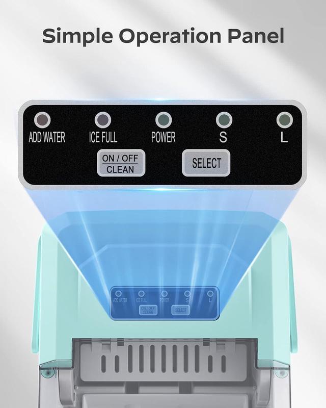 Alt view image 5 of 7 - Silonn Ice Maker Countertop, Portable Ice Machine with Carry Handle, Self-Cleaning Ice Makers with Basket and Scoop, 9 Cubes in 6 Mins, 26 lbs per Day, Ideal for Home, Kitchen, Camping, RV