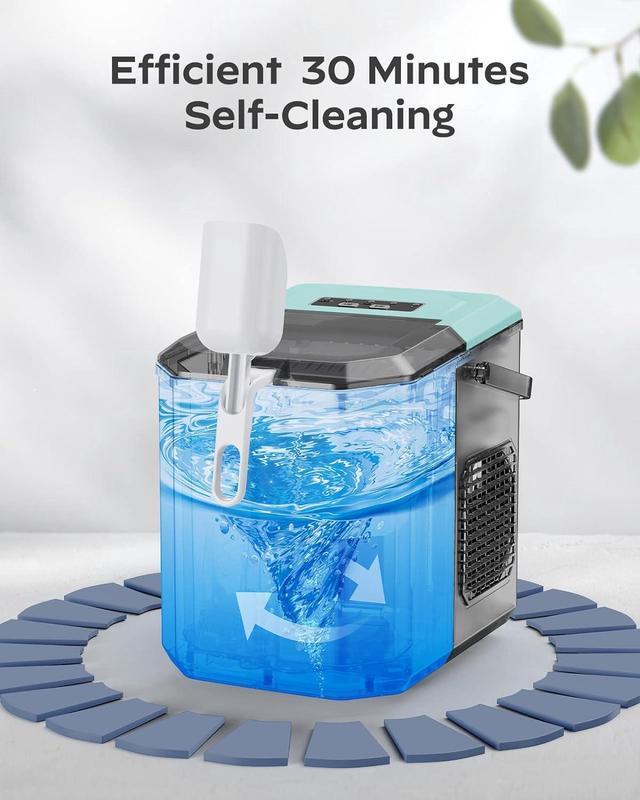 Alt view image 6 of 7 - Silonn Ice Maker Countertop, Portable Ice Machine with Carry Handle, Self-Cleaning Ice Makers with Basket and Scoop, 9 Cubes in 6 Mins, 26 lbs per Day, Ideal for Home, Kitchen, Camping, RV