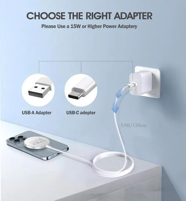 Alt view image 5 of 7 - Magnetic Wireless Charger for iPhone 15/15 Pro/15 Plus/15 Pro Max,FDGAO 2 in 1 15W Fast Magnetic Charging Compatible with Mag-Safe Charger for iPhone 15/14/13/12 Series and /Pro 2/3