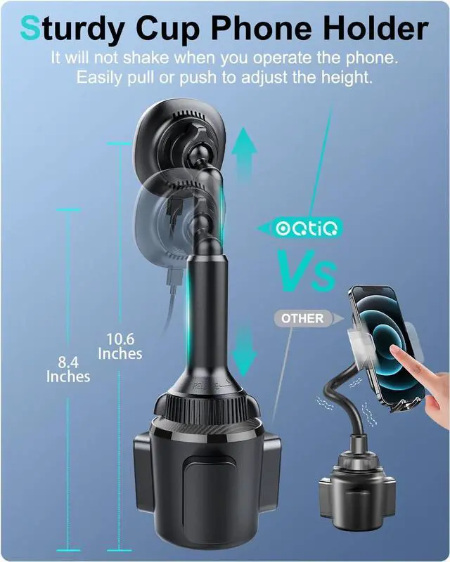 Alt view image 5 of 7 - OQTIQ for MagSafe Cup Holder Wireless Car Charger Mount Magnetic Phone Charger Mount with Heat-Dissipating System Fast Charging Phone Holder for iPhone 15 14 13 12 Pro Max Mini [with QC 3.0 Adapter]