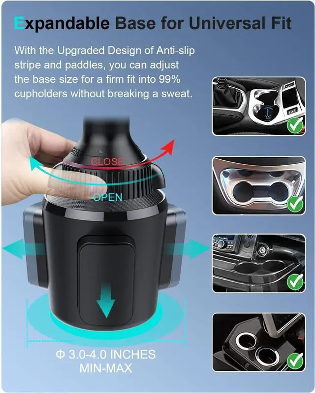 Alt view image 6 of 7 - OQTIQ for MagSafe Cup Holder Wireless Car Charger Mount Magnetic Phone Charger Mount with Heat-Dissipating System Fast Charging Phone Holder for iPhone 15 14 13 12 Pro Max Mini [with QC 3.0 Adapter]