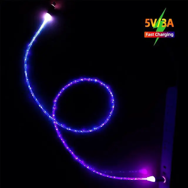 Alt view image 2 of 7 - 3.3ft/1m Type C Cable Led Light Up Charger Cord Visible 7 Colors RGB Gradual Changing Shining 3A Fast Charging USB A to USB C Data Sync Cord for Samsung Galaxy S21 S20 S10/S9/Note 20/10/9/8
