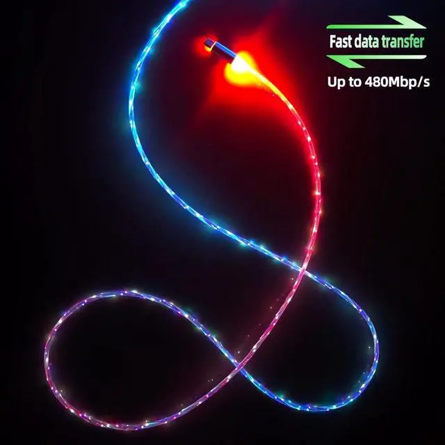 Alt view image 3 of 7 - 3.3ft/1m Type C Cable Led Light Up Charger Cord Visible 7 Colors RGB Gradual Changing Shining 3A Fast Charging USB A to USB C Data Sync Cord for Samsung Galaxy S21 S20 S10/S9/Note 20/10/9/8