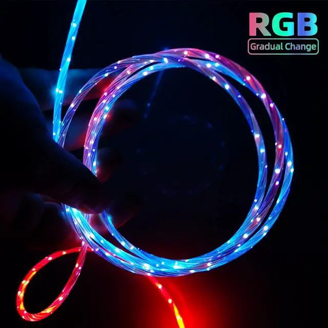 Alt view image 4 of 7 - 3.3ft/1m Type C Cable Led Light Up Charger Cord Visible 7 Colors RGB Gradual Changing Shining 3A Fast Charging USB A to USB C Data Sync Cord for Samsung Galaxy S21 S20 S10/S9/Note 20/10/9/8