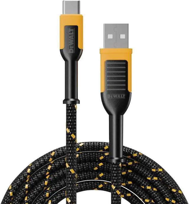 Main image of DEWALT Type C to USB Cable  Reinforced Braided Cable for USB to USB-C  Type C Fast Charging USB-C to USB-A Cable  Fast Charging Cord Type C  6 ft