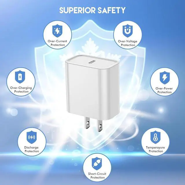 Alt view image 2 of 7 - iPhone Charger Fast Charging 10 FT [MFi Certified], PD 20W USB C Wall Charger Block with 10FT Long Type C to Lightning Fast Charging Data Sync Cable Compatible with iPhone 14 13 12 11 XS XR X 8 iPad