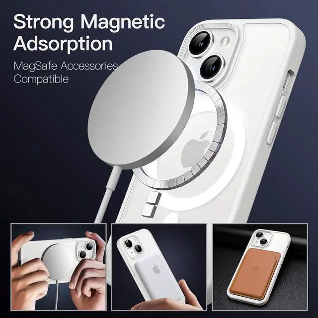 Alt view image 3 of 6 - JETech Magnetic Case for iPhone 14 6.1-Inch Compatible with MagSafe, Translucent Matte Back Slim Shockproof Phone Cover (Starlight)