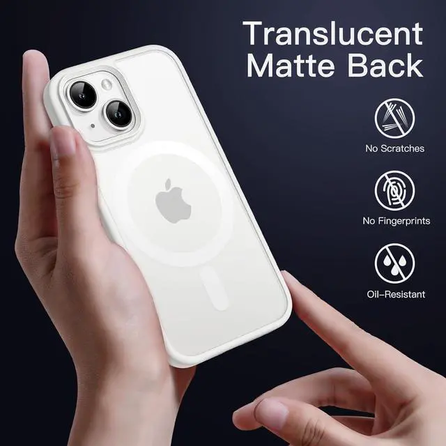 Alt view image 4 of 6 - JETech Magnetic Case for iPhone 14 6.1-Inch Compatible with MagSafe, Translucent Matte Back Slim Shockproof Phone Cover (Starlight)
